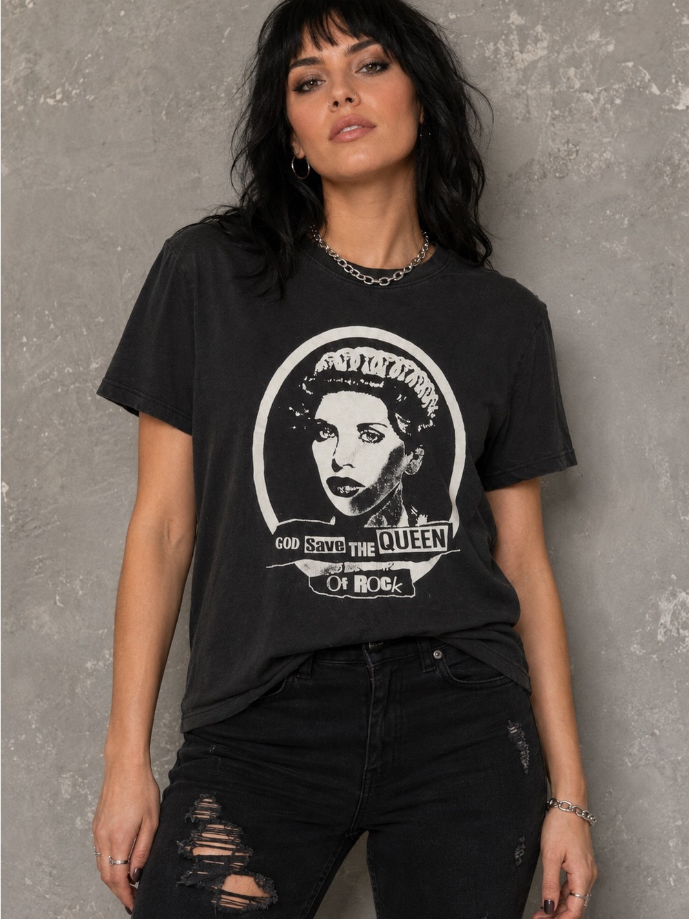 Courtney Love/Hole Tultex Black Graphic 'God Save The Queen of Rock' Tee